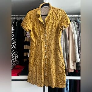 Madewell Yellow Floral Cottagecore Button-Up Dress